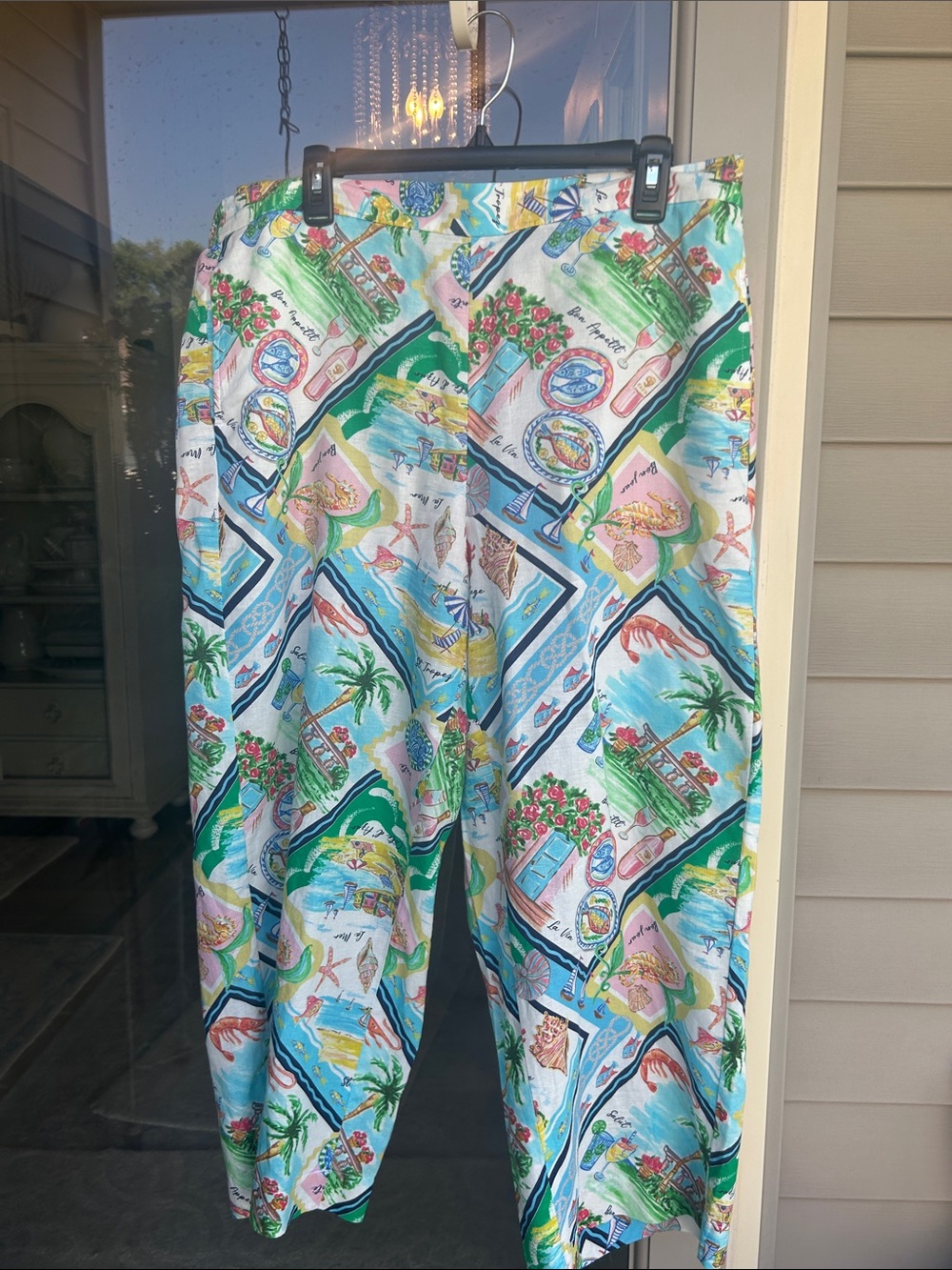 NWOT SZ XLP TALBOTS WIDE ANKLE LINEN COTTON PANTS - SUMMER VISTA